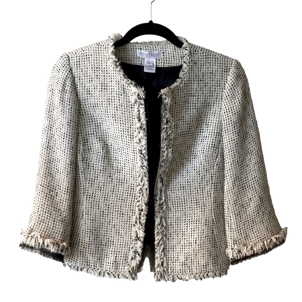 EUC WHBM white and black tweed jacket, sz 2